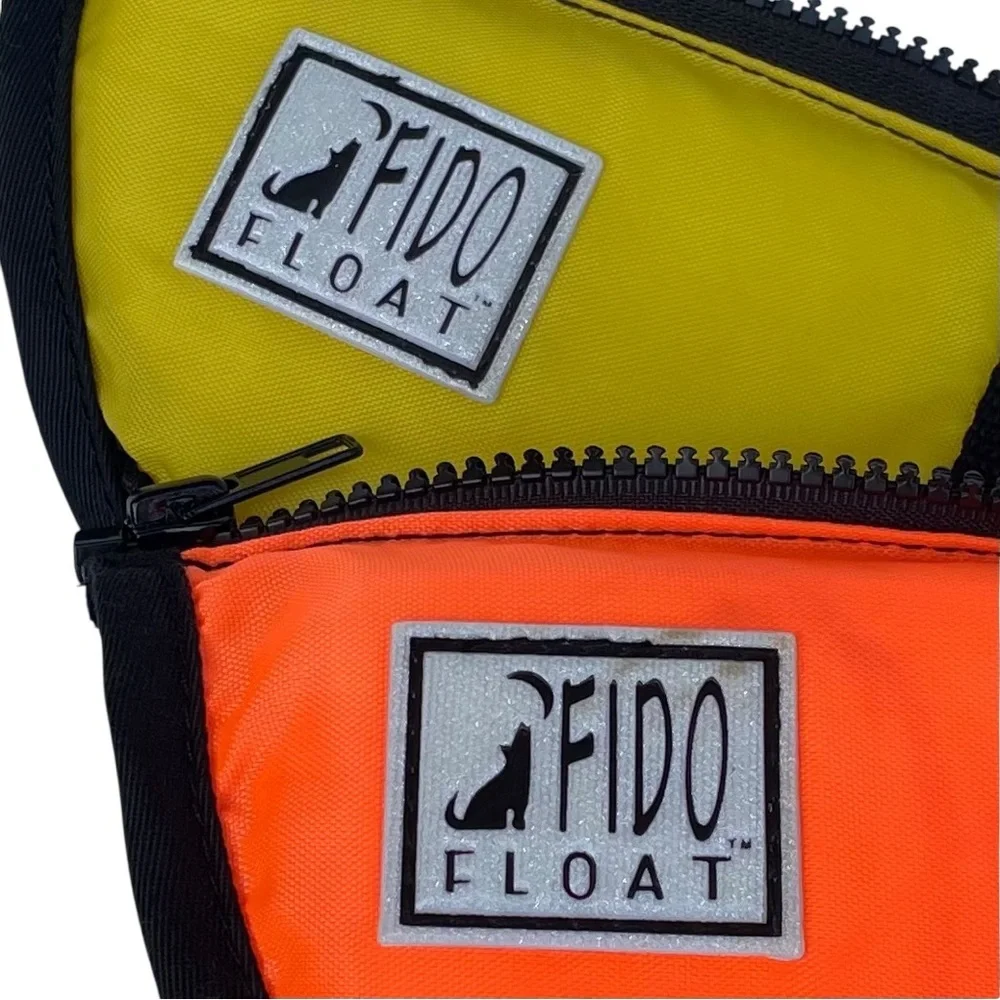 Fido Float Dog Life Jacket /Bundle of 2/Size X-Small & XX-Small -Yellow & Orange